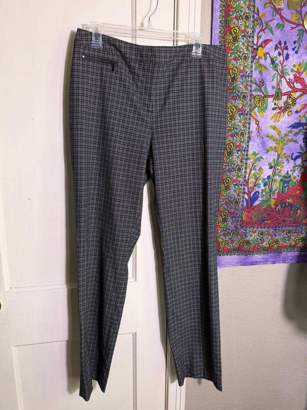 Jones New York Womens Dress Pants Size 10 Black White Plaid Straight Leg Trouser